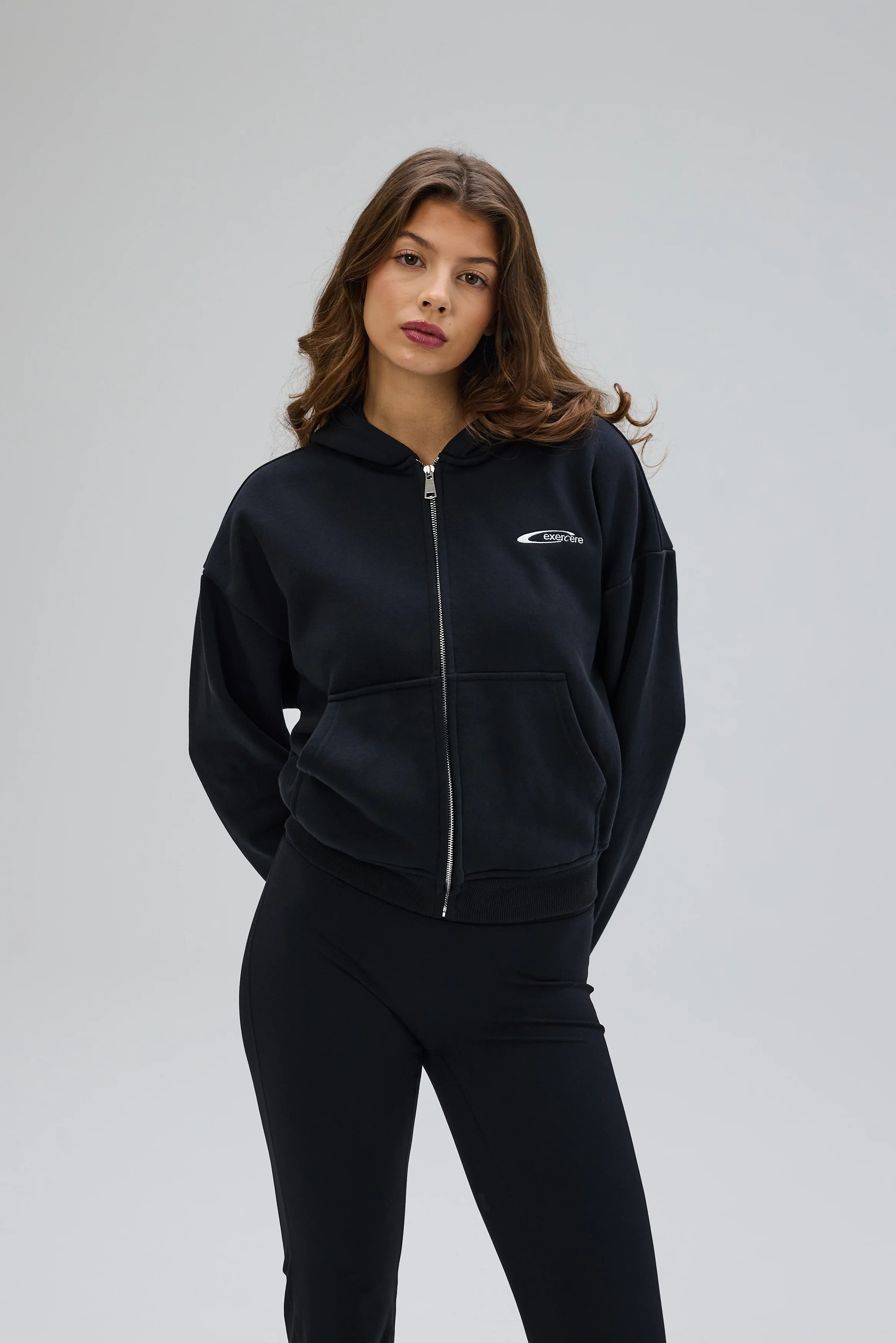 Aero Cropped Zip Hoodie - Black