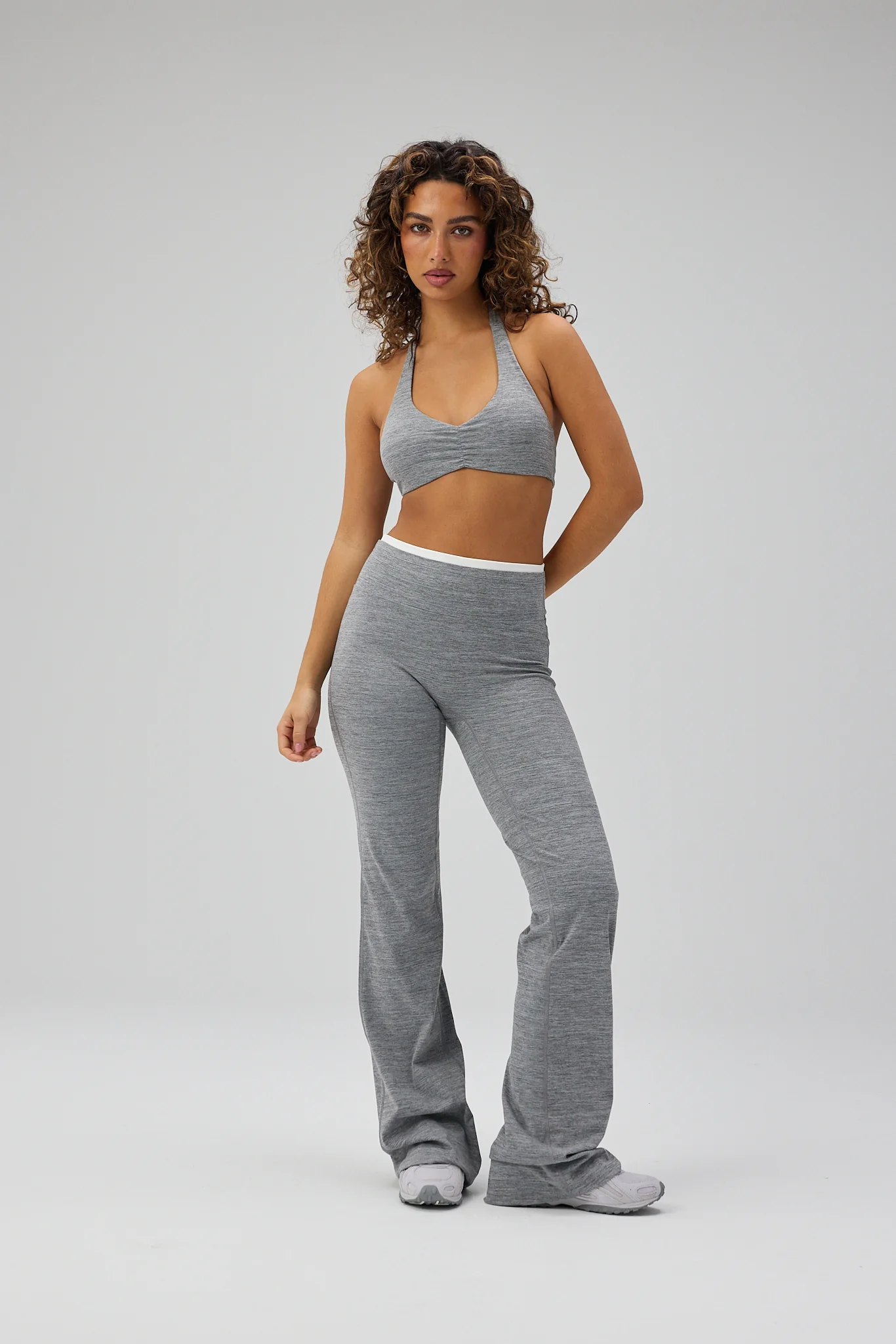 Double Lining Flare Pants  - Grey Melange