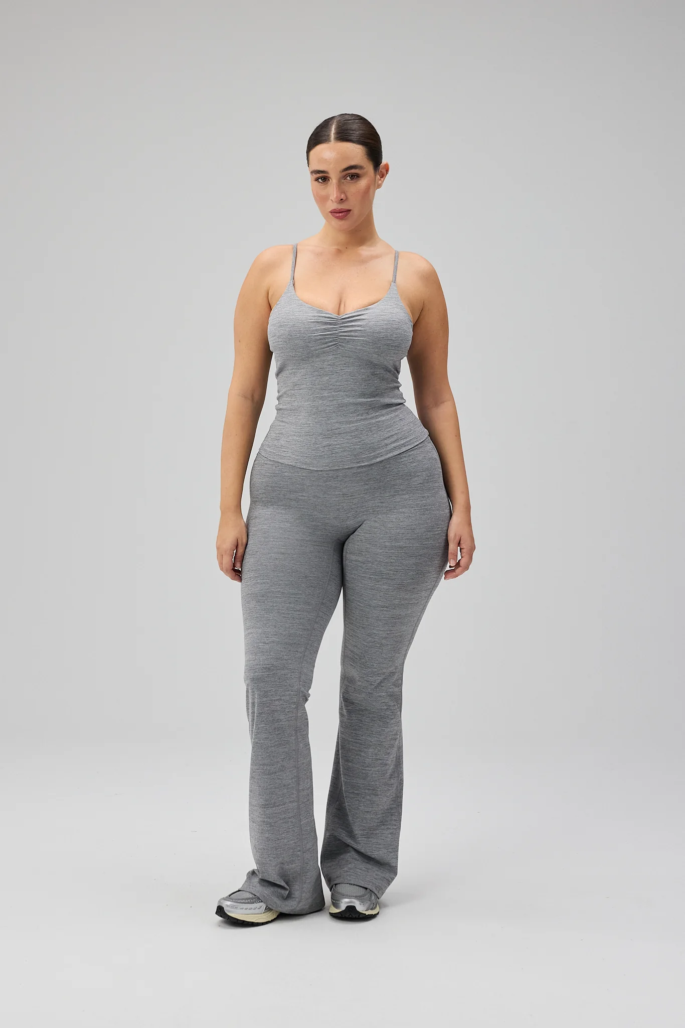 Double Lining Flare Pants  - Grey Melange - Image 5