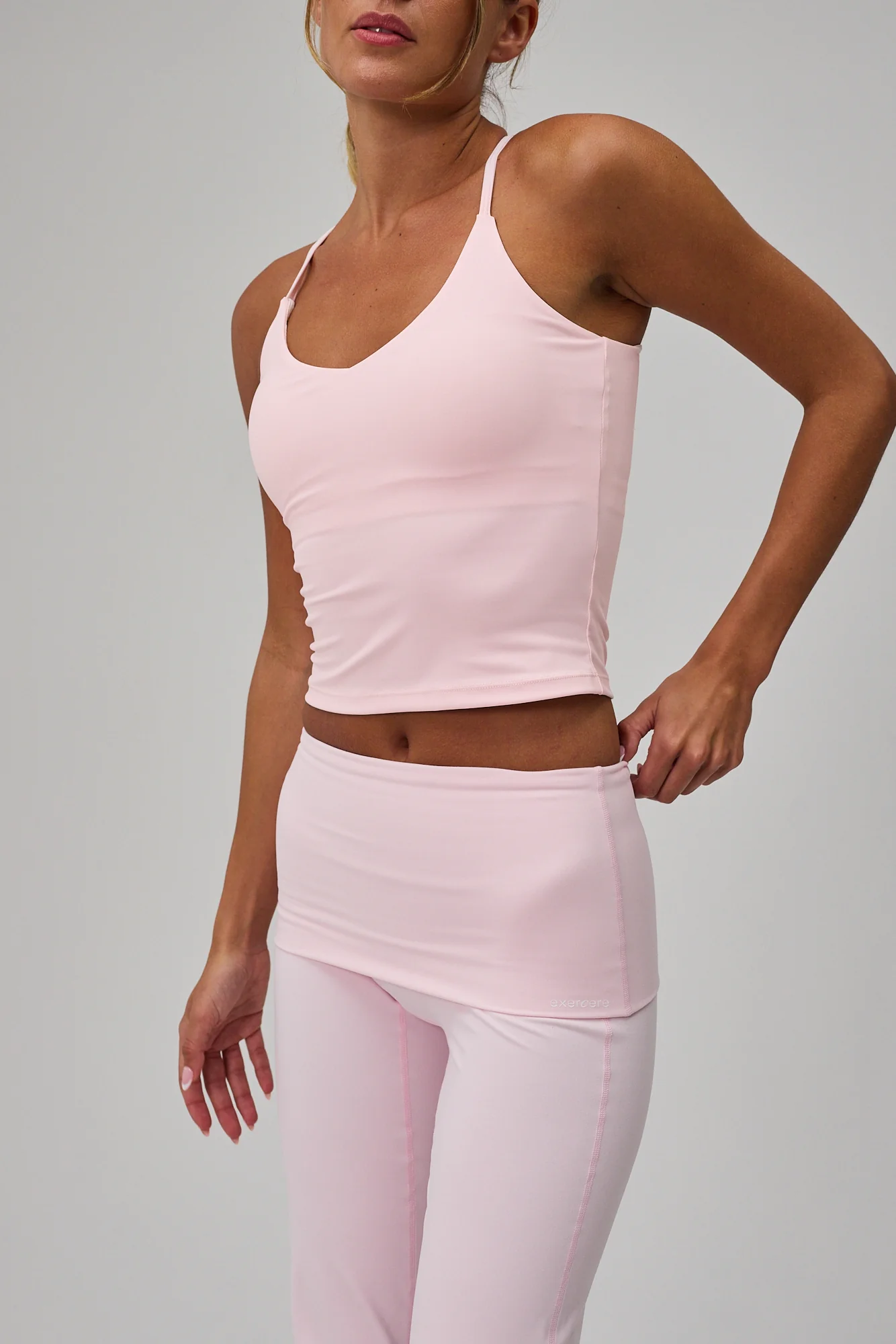 Neaty Fold Over Flare Pants - Soft Pink - Image 8