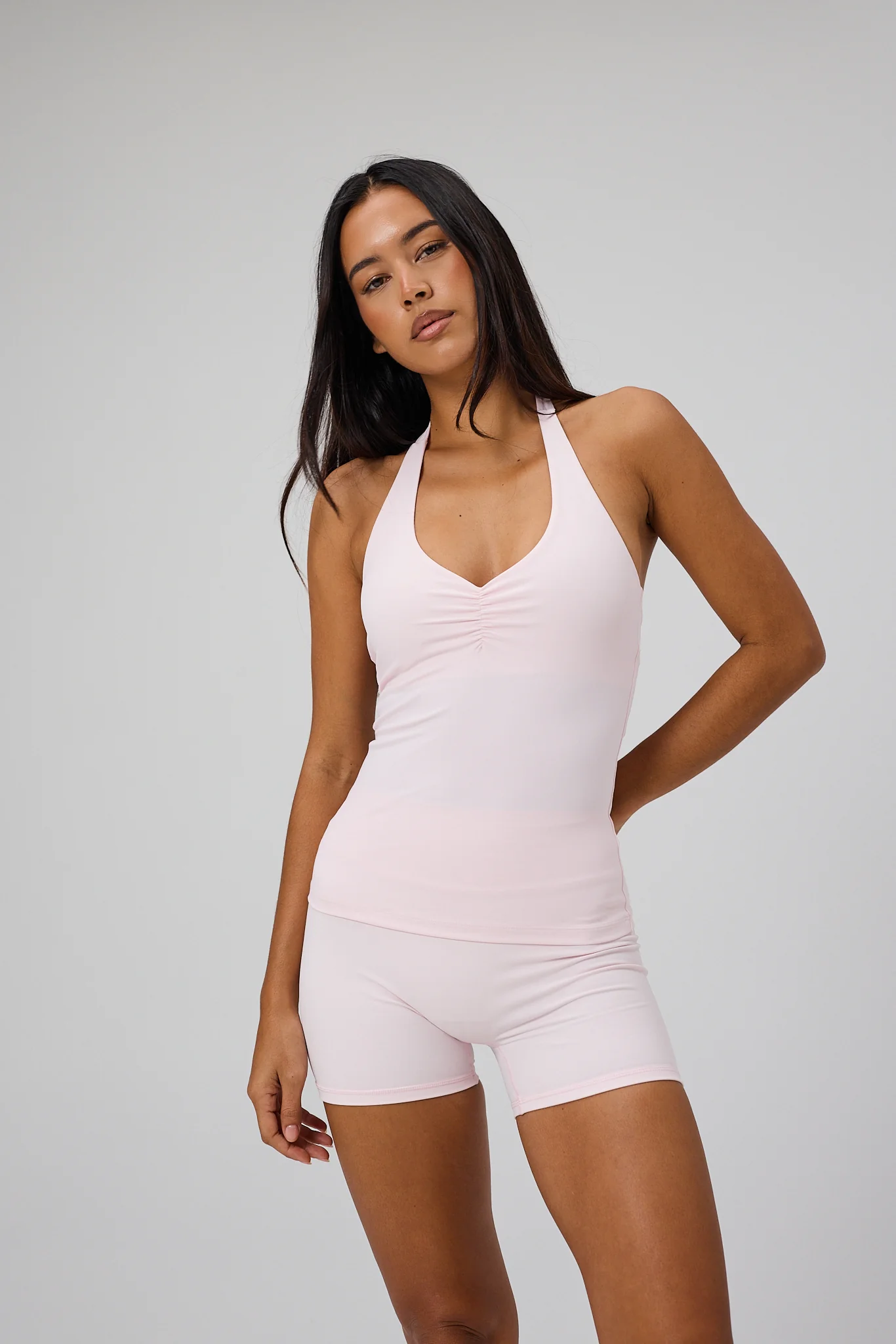 Scrunch Halter Tank Top - Soft Pink - Image 2
