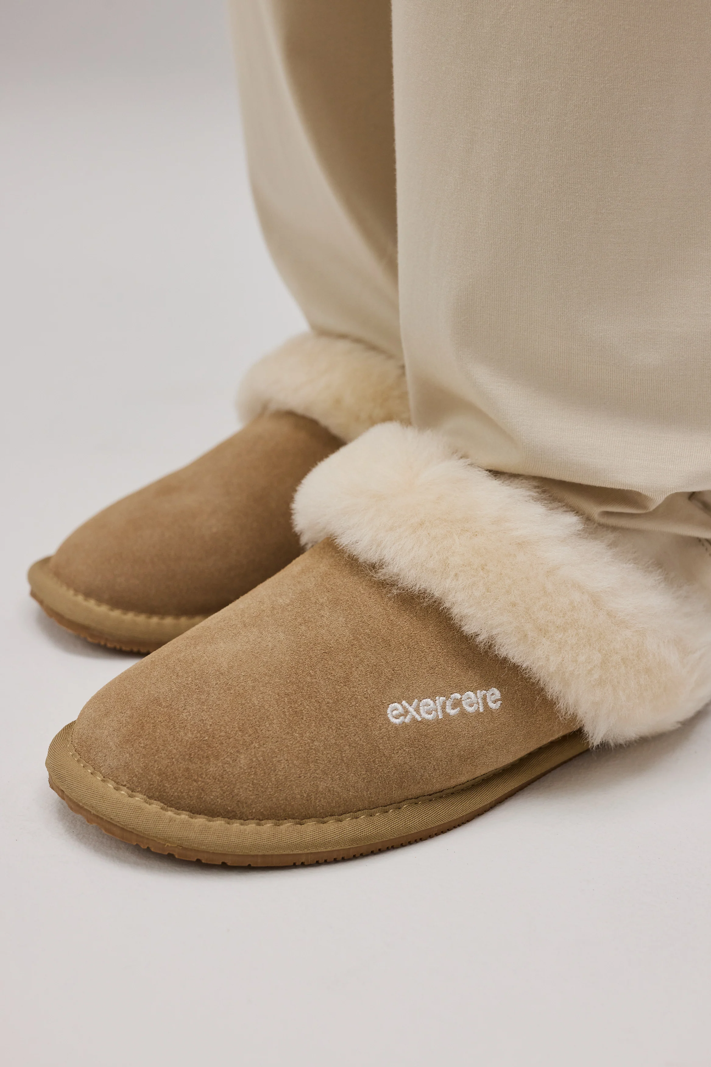 Suede Slippers - Beige